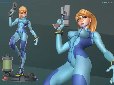 Samus Aran Zero Suit SFW and NSFW Figurine 3D Print Model STL 3D print model