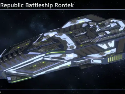 Spaceship Enkar Republic Battleship Rontek Low-poly 3D model