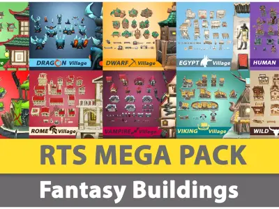 RTS Mega Pack Fantasy Buildings Low-poly 3D model