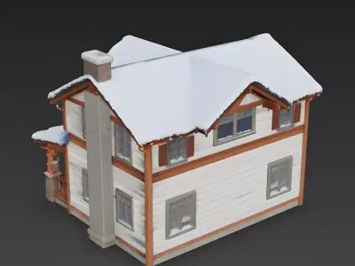 Festive Holiday Craftsman House 3D Model Low-poly 3D model