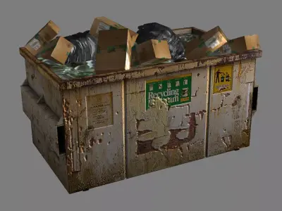 recycling bin Low-poly 3D model