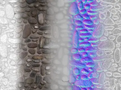 Stone - Old Pavement Pebbles Wall Vol 01 - PBR scanned texture  Texture