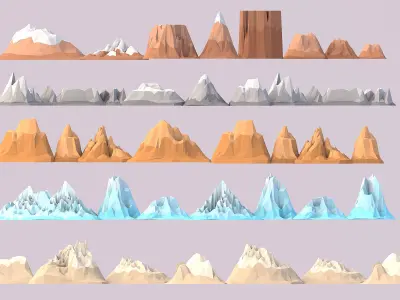 Low Poly Nature Mountains Pack Low-poly 3D model