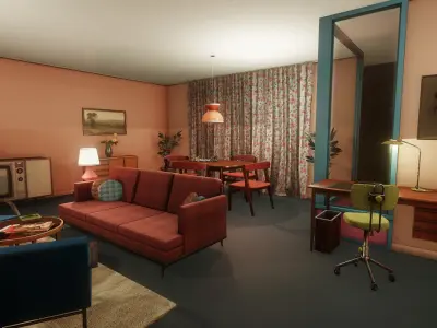 Low-Poly 60s Living Room Pack Low-poly 3D model