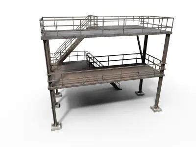 Industrial stair v2 Low-poly 3D model