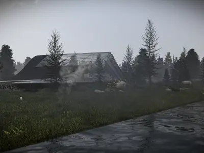 Parametric Organic Pavilion House Exterior Architectural Scene Low-poly 3D model