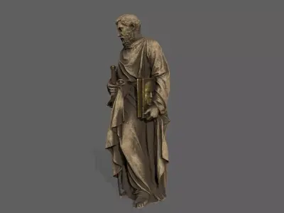Old Man Statue Low-poly 3D model 17