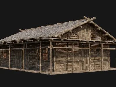 229-230-231-232 Old Medieval Houses Pack 4K Textures Low-poly 3D model