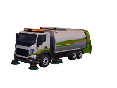 Low Poly Street Sweeper Service Vehicle PBR Texture Low-poly 3D model