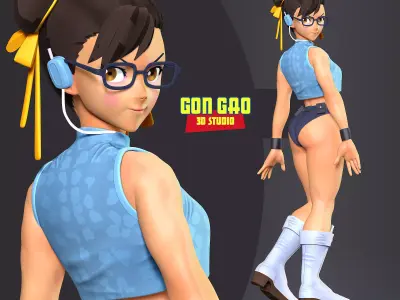 Chun-Li looked back 3D print model