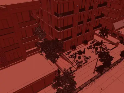 Apartment Exterior Scene 3D model