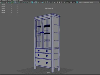 Classic Glass Door Cabinet with Drawers  Low-poly 3D model