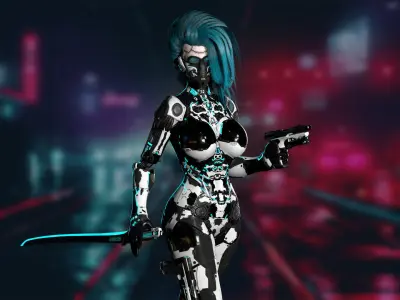 Robot Girl 2 Low-poly 3D model