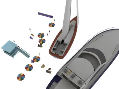 Beach Props Collection Low-poly 3D model