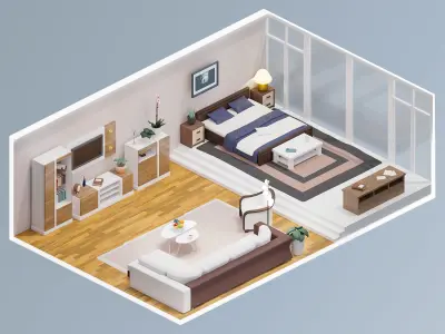 Room 32 Low-poly 3D model