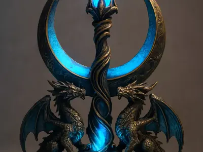 Twin Dragon Crystal 3D model