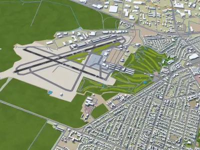 Salinas Muncipal Airport 10km Low-poly 3D model