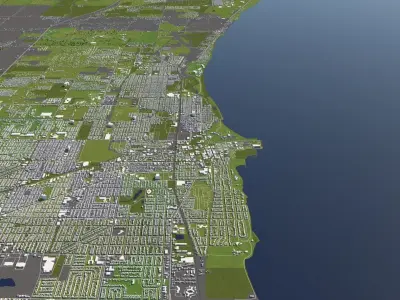 Kenosha Wisconsin USA 50x50km 3D model