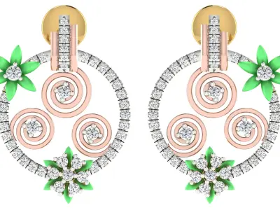 Women Pendant Earring Sets 3dm STL OBJ FBX Renders Details 3D print model