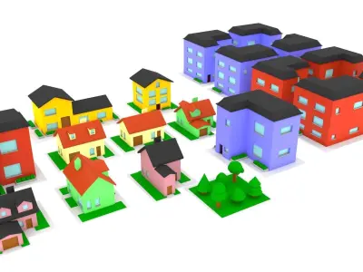 10 Low poly houses pack Low-poly 3D model