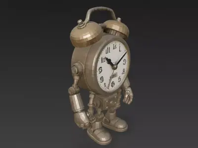 Sci-Fi Alarm Clock Robot PBR 3D Model 3D model