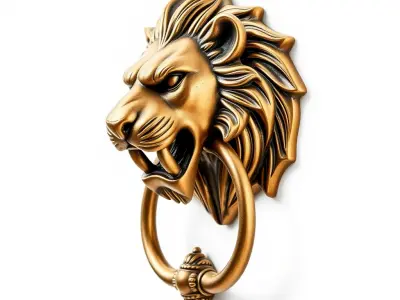Malevolent Lion Head Door Knocker Bronze model pack Low-poly 3D model