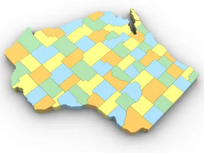 Wisconsin Political Map 3D model