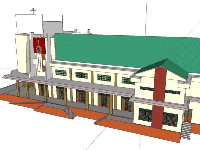 Architecture-Religion-God-Culture-Temple-0301 church with ste... 3D model