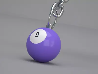 D Snooker Ball with Keychain 3D model