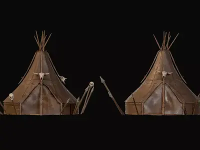 Fantasy Tribal War Tent Orc Camp Lodge Low-poly 3D model