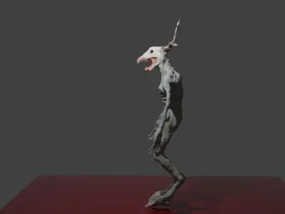 Rigged Wendigo Alien character Low-poly 3D model