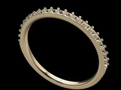 Dainty Half Diamond Band Ring 3D print model