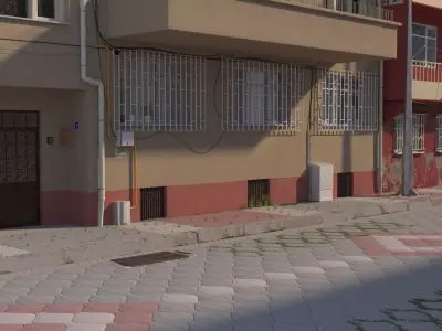 Neighborhood 3d Model street with buildings 3D model