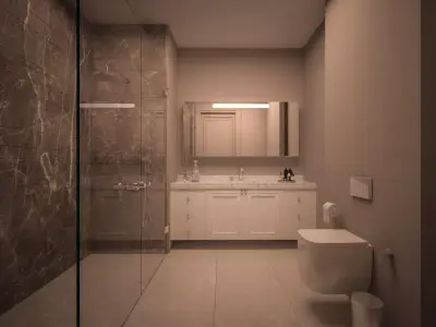 Modern Bathroom Scene  Low-poly 3D model