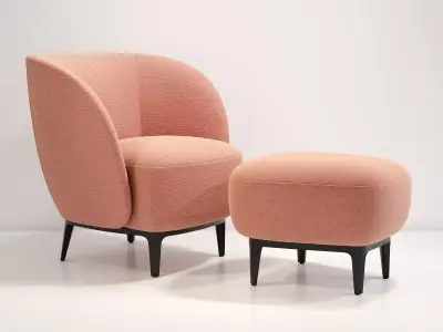 Soufflot Armchair with Footstool 3D model