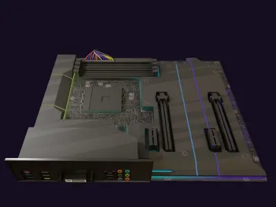 gaming motherboard rgb pc hardware lowpoly circuit board Low-poly 3D model