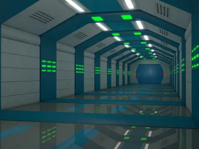Sci Fi Corridor  Low-poly 3D model 2
