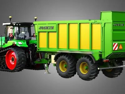 Fendt - MT900 Tractor with Drakkar 6600 Trailer 3D Model Pack