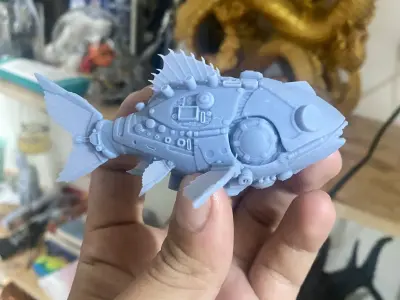 cyberpunk mechanical fish 3D print model