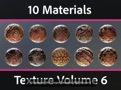 50 Materials Skin Dragon Seamless PBR Mega-Bundle 2 Texture