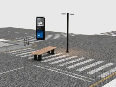 Crossroads 01 Low-poly 3D model