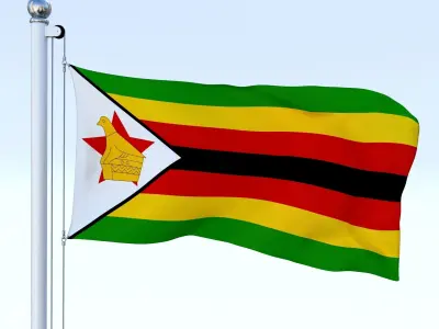 Animated Zimbabwe Flag Low-poly 3D model