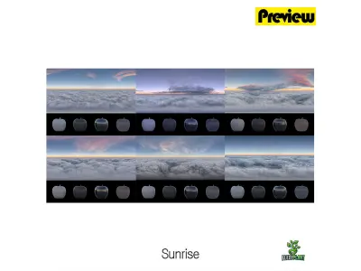 Realistic HDRI 18pcs 12k Sky Cloud Low-poly 3D model