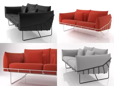 Wireframe sofa 2 seat 3D model