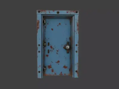 Flat Industrial Door Rusty Low-poly 3D model