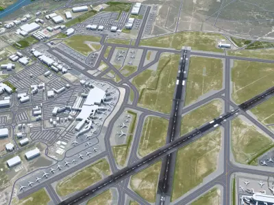 Perth Airport 10km Low-poly 3D model