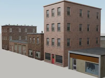 Old Buildings Low-poly 3D model