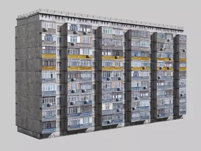 Plattenbau buildings pack Low-poly 3D model