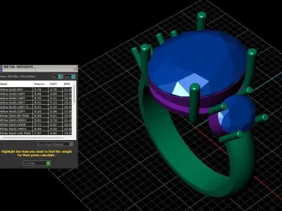 Emerald Oval Rose Gold Diamond Ring 3D Print Model 3D print model