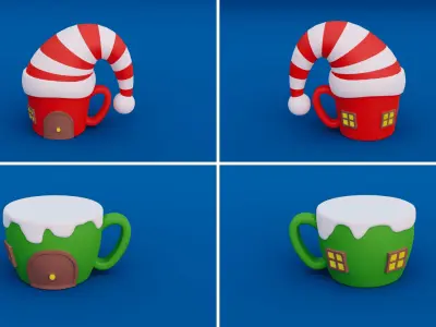 Cozy Cartoon Christmas 3D Asset Pack Low-poly 3D model